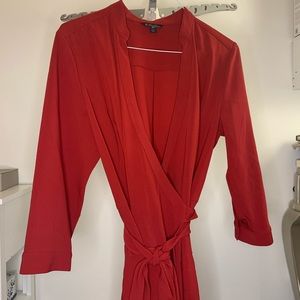 Brooks Brothers Wrapped Cherry Red V-Neck Dress